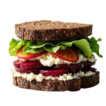 Sándwich de pan integral con queso y verduras
